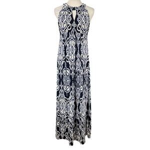 INC International Concepts Maxi Dress Halter Blue White Indie Babydoll Medium
